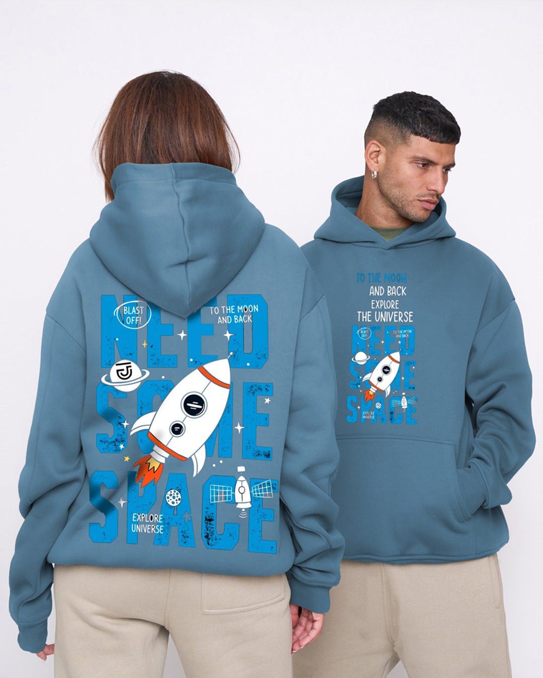Jupiter Hotep Oversized I Need Space Printed Hoodie