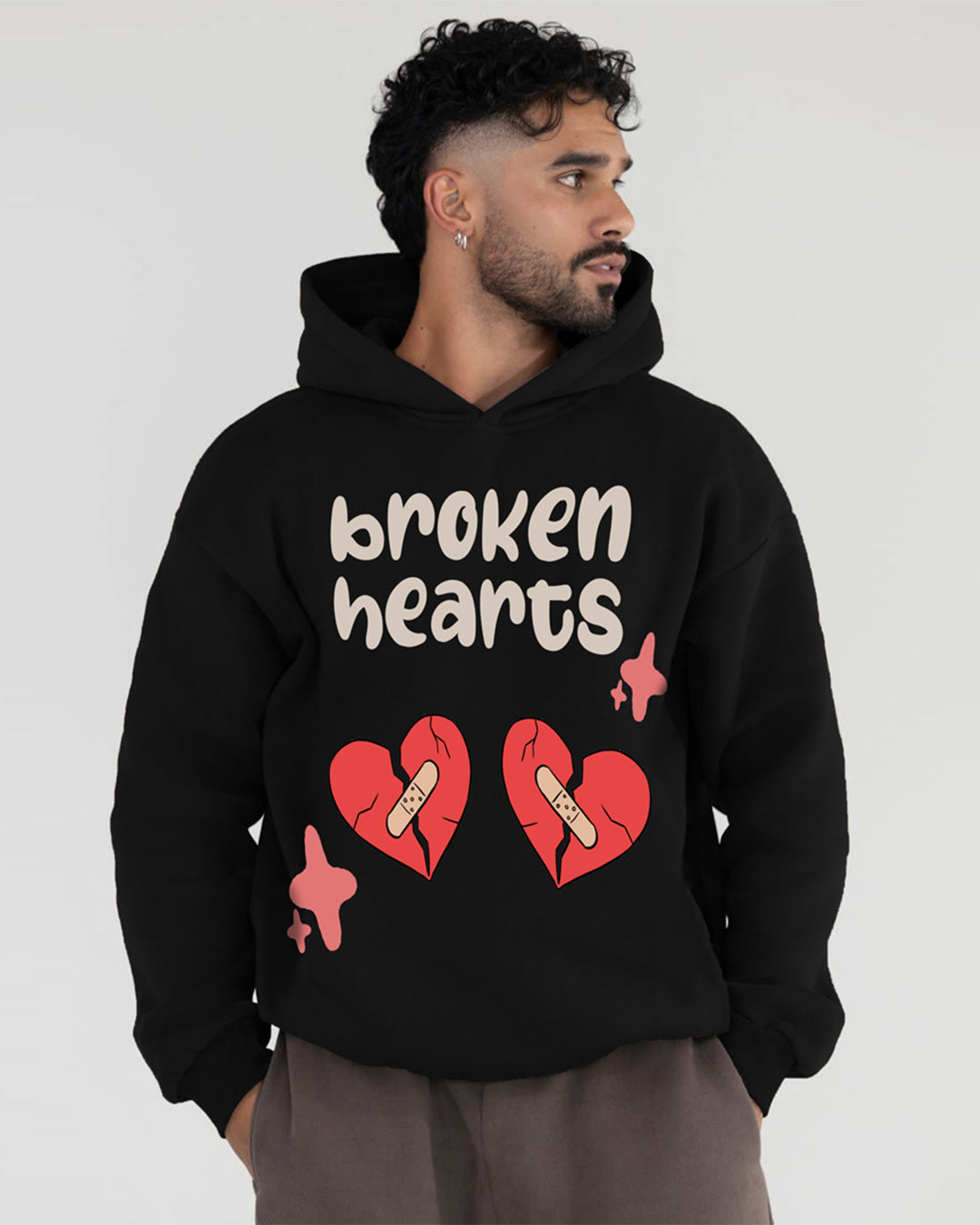Jupiter Hotep Oversized Broken Heart’S Printed Hoodie